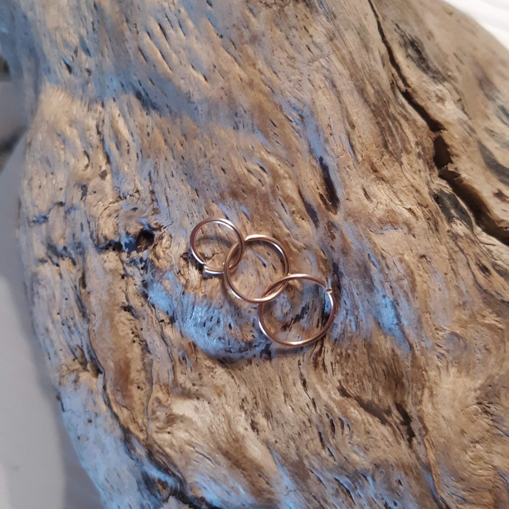 Set Of Three Rose Gold Nose Rings Hoops 10mm 8mm 6mm